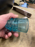 Vintage Aqua Glass Telegraph Insulator Dome Top 3" Aqua Bubbles 1800's Railroad