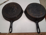Lot of 2 Vintage Griswold Cast Iron Skillets No 8 704 Large Logo Frying Pan