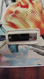 Alfred Dunner White Floral Faux Snakeskin Leather Shoulder Tote Bag Medium