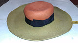 Vintage Toucan Collection NY Wide Brim Woven Straw Sun Hat Orange Green Ribbon