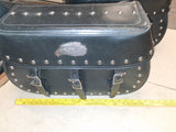 Universal Studded Black Synthetic Leather Motorcycle Saddlebags Eagle Bolt On