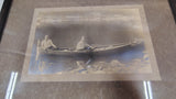 Antique 1910s Framed Sepia Photo Men Rowing Wooden Boat Lake Nautical Decor