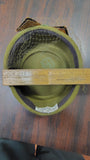 Vtg 1950s 1960s Moss Green Velour Imported Fur Felt Pillbox Hat Veil Bow