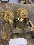 Set of 2 Brass Curtain Tiebacks Floral Scroll Holdbacks Brass Victorian Art Deco