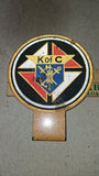 Vintage Knights of Columbus K of C Metal License Plate Topper Auto Emblem Badge