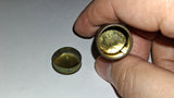 Vintage Tums Metal Tube Container Push Bottom Green Gold Pocket Tin Dispenser