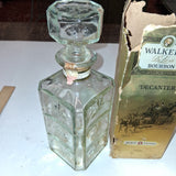 Vintage 1980 Walkers DeLuxe Bourbon Glass Decanter Bottle 750ml 8 Year With Box