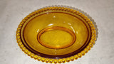 Vtg Indiana Glass Amber Hen on Nest Replacement Base Only Beaded Edge 7"