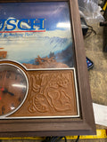 Vintage Busch Beer Western 3-D Scene Light Up Wall Clock 13x13 Sign Advertising
