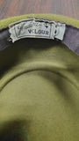 Vtg 1950s 1960s Moss Green Velour Imported Fur Felt Pillbox Hat Veil Bow