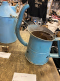 Vintage Blue Metal Oil Can Flexible Spout Taos New Mexico Bear Handpainted Art