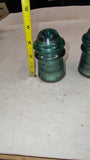 2 Vintage Hemingray No 9 Aqua Glass Insulators Patent May 2 1893 Lot