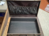 Vtg Suitcase Set 2pc Tweed Nested Luggage Faux Alligator Trim Mid Century Old