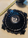 L.E. Smith black amethyst glass pattern square plate footed Bowls scalloped Lot