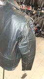 Unik Ultra Distressed Black Leather Biker Jacket Heavyweight XXL Liner