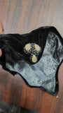 Vintage 1950s Black Velvet Half Hat Beaded Cocktail Fascinator Calot Cap