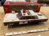 Vintage ASC Japan Tin Toy Friction Siren Police Car 9.75" Original Box 60's