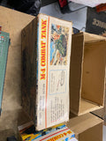 Vintage Taiyo M-4 Sherman Combat Tank battery-operated litho tin toy Japan Box