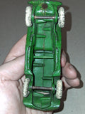 Vintage Arcade Cast Iron Sedan Toy Car Green White Rubber Tires 5 Inch 1930s