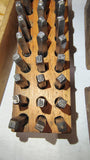 Vintage Lot of 3 Steel Metal Letter & Number Punch Stamp Sets w/ Wood Boxes