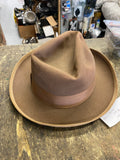 Resistol Brown Wide Brim Fedora Hat Grosgrain Ribbon Vintage 7 1/8 Monarch