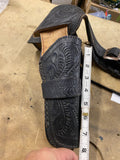 Black Leather Cowboy Gun Holster Waist Belt Pistol Revolver Hand tooled 38 22cal