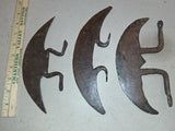 Lot of 3 Antique Hand Forged Iron Crescent Blades Primitive Cutter Tools