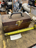 Vintage Wooden Tool Box Drill Bit set Carry Case Brass Latch homeade Carpenter
