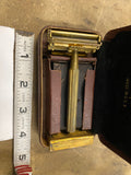 20's Vintage Valet Gold Single Edge Safety Shaving Razor Orig Box Case Autostrop