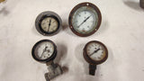 Vintage Industrial Pressure Gauge Lot (4) US Gauge Marsh Steampunk