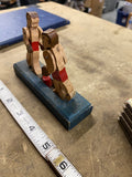 20's Vintage Wooden Boxing Game Toy Folk Hobo Art Push Button Boxers Primitive