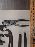 Vtg Antique Farm Tractor S Wrench Lot Hubcap Spud Wrench Forge Tool File Pliers