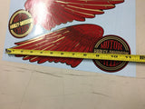 Pair Vintage Gas Tank Stickers Decals Shovelhead Ball wing RED FLH FLT Superglid