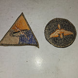 Vtg WWII US Army Armored Force Triangle Patch & USAAF Aviation Cadet Prop Wing