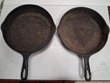 Lot of 2 Vintage Griswold Cast Iron Skillets No 8 704 Large Logo Frying Pan