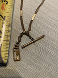 Vintage Pocket Watch FOB Chain -Antique 1890's Victorian Double T bar Silver!