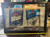 vintage Labatt Blue and Labatt Blue Light dual beer mirror sign