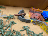 Vintage Ideal Battle Action Combat Set Toy Army Men Trucks Soldiers Playset Box