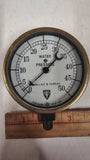 Vintage Wallace & Tiernan Brass Water Pressure Gauge 0-50 PSI Steampunk