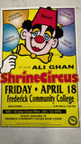 1997 Ali Ghan Shrine Circus Poster Frederick Community College 14x22 Vtg