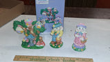 Vintage Easter Figurine Lot 15 Pc Resin Porcelain Bells Jubilee Bunny Family Box