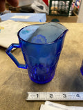 Vintage 30's Cobalt Blue Glass Shirley Temple Creamer Pitcher Handle Spout Antiq