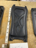 Harley NOS Black Leather Gas Tank Dash Bib Trim Cover Flame Teardrop Softail OEM