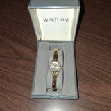 Waltham 324 Ladies Diamond Quartz Dress Watch Ribbon Motif Case Seiko PC11
