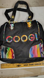 Vintage Coogi Patchwork Shoulder Bag Tote Black Leather Knit Accents Y2K