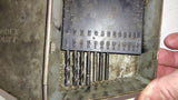 Vtg Metal Drill Index Case with 23 Mixed Bits 1/16 to 1/2 by 64ths Made in USA