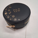 Alex and Ani Classic Symbols Travel Jewelry Case Navy Blue Round Zippered Box