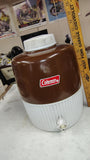 Vintage Coleman 1 Gallon Picnic Water Jug Cooler Butternut Brown White USA