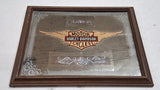 Vintage Harley Davidson Bar Mirror Sign Wood Frame Elite Industries Man Cave