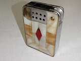 Vtg 1950s Mother Pearl Mosaic Lift Arm Lighter Red Diamond Inlay Japan Art Deco